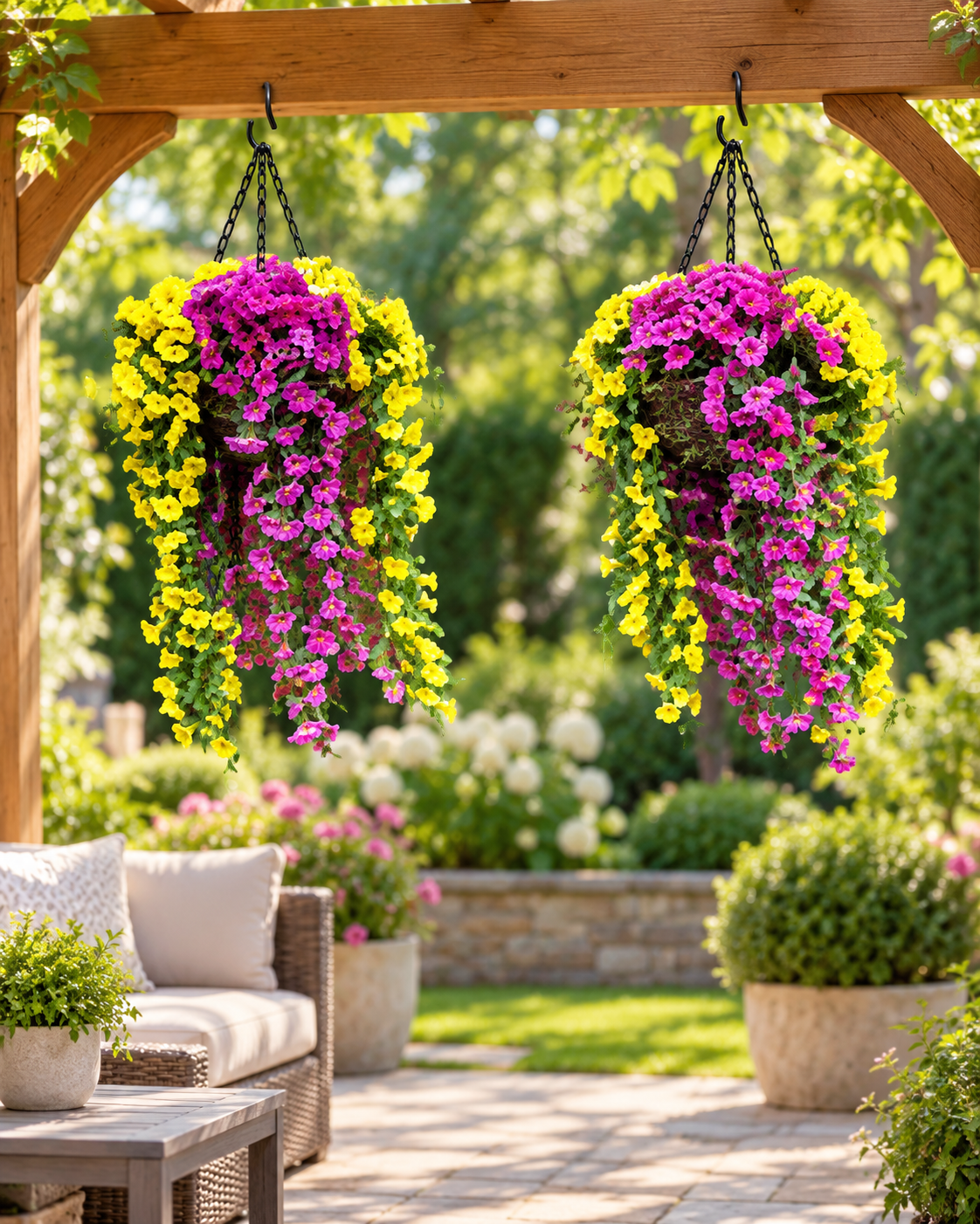 Classic artificial hanging basket