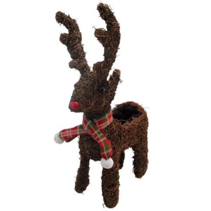 Festive twig reindeer with tartan scarf