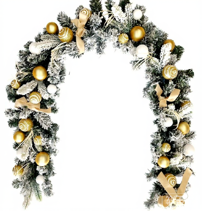 Gold and white snowy Christmas garland