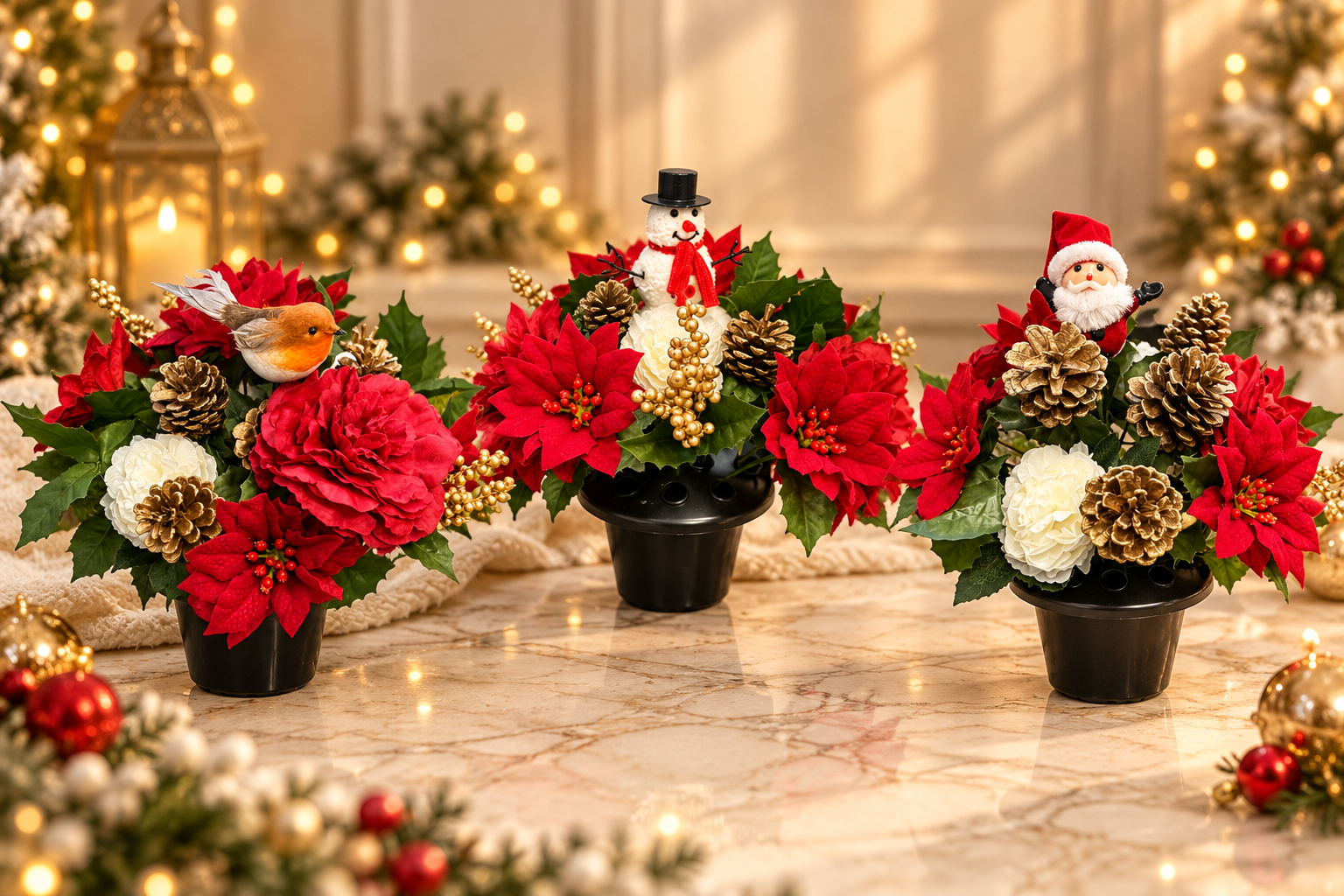 Christmas grave pot floral arrangements