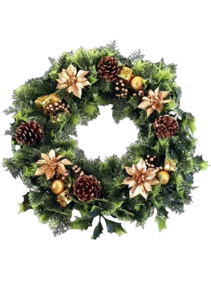 Gold Poinsettia Christmas wreath