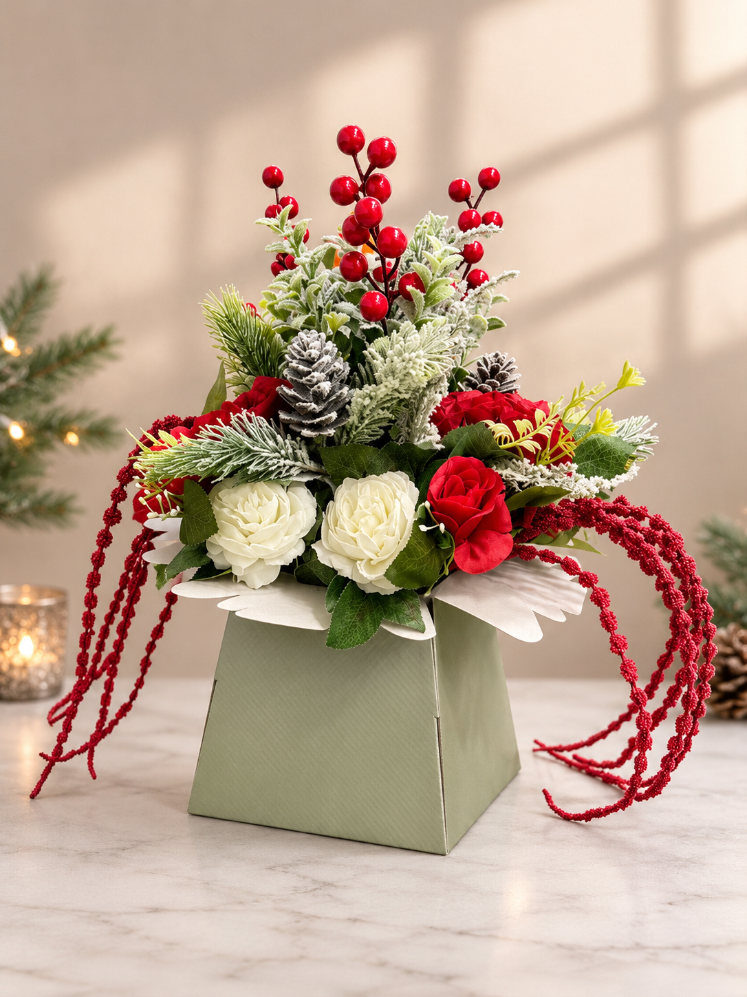 Festive Christmas floral arrangement