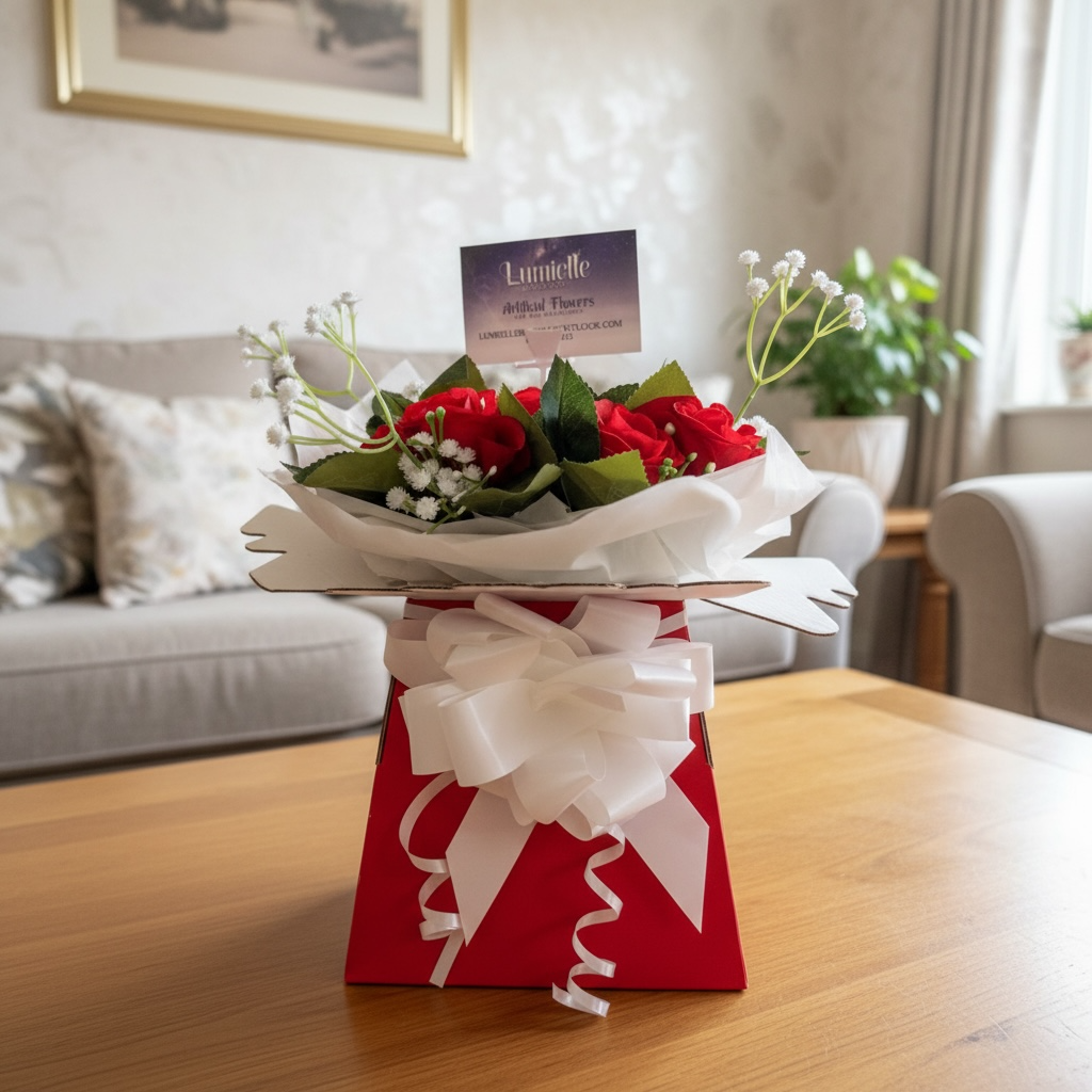Red Rose Arrangement with White Bow