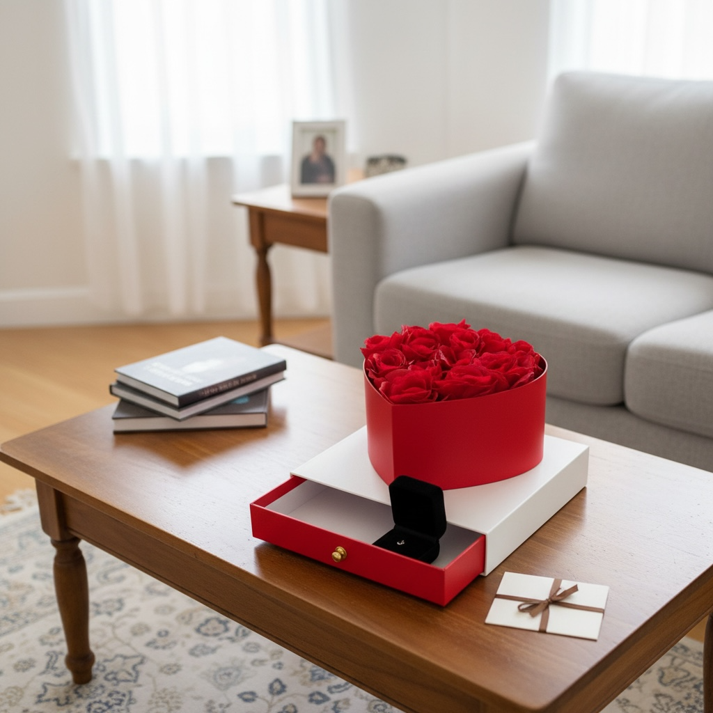 Heart-Shaped Red Rose Gift Box