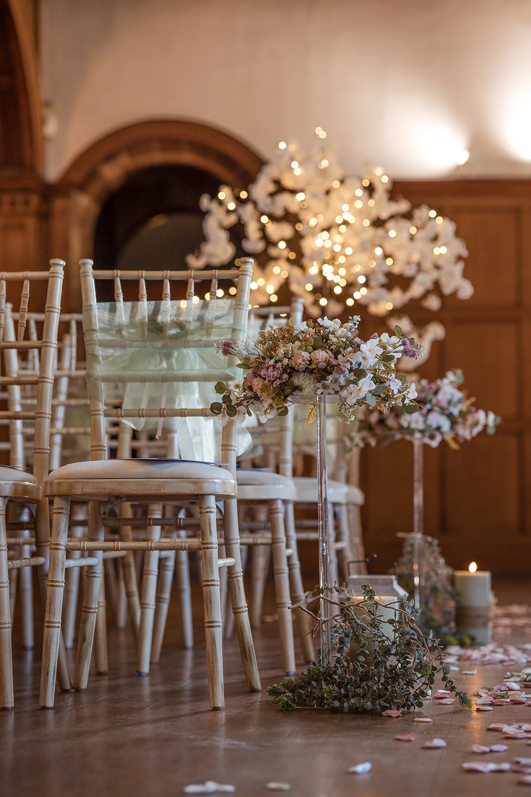 Wedding ceremony floral details