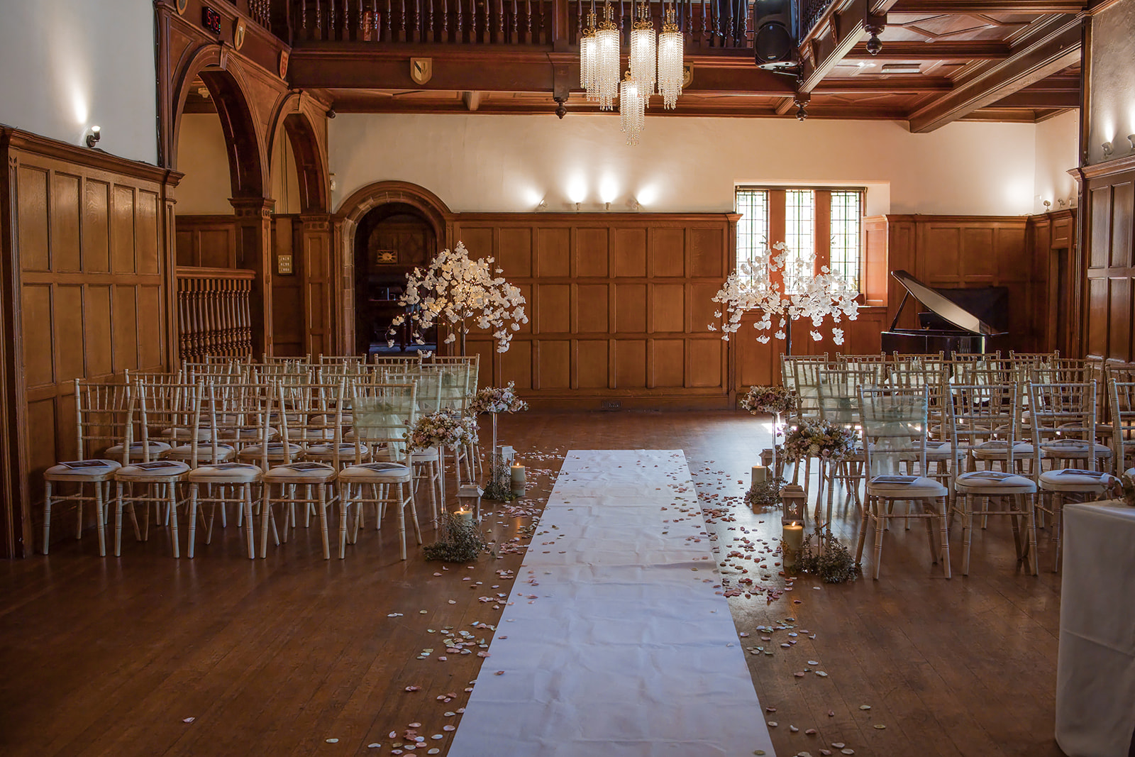 Romantic wedding aisle flower arrangements