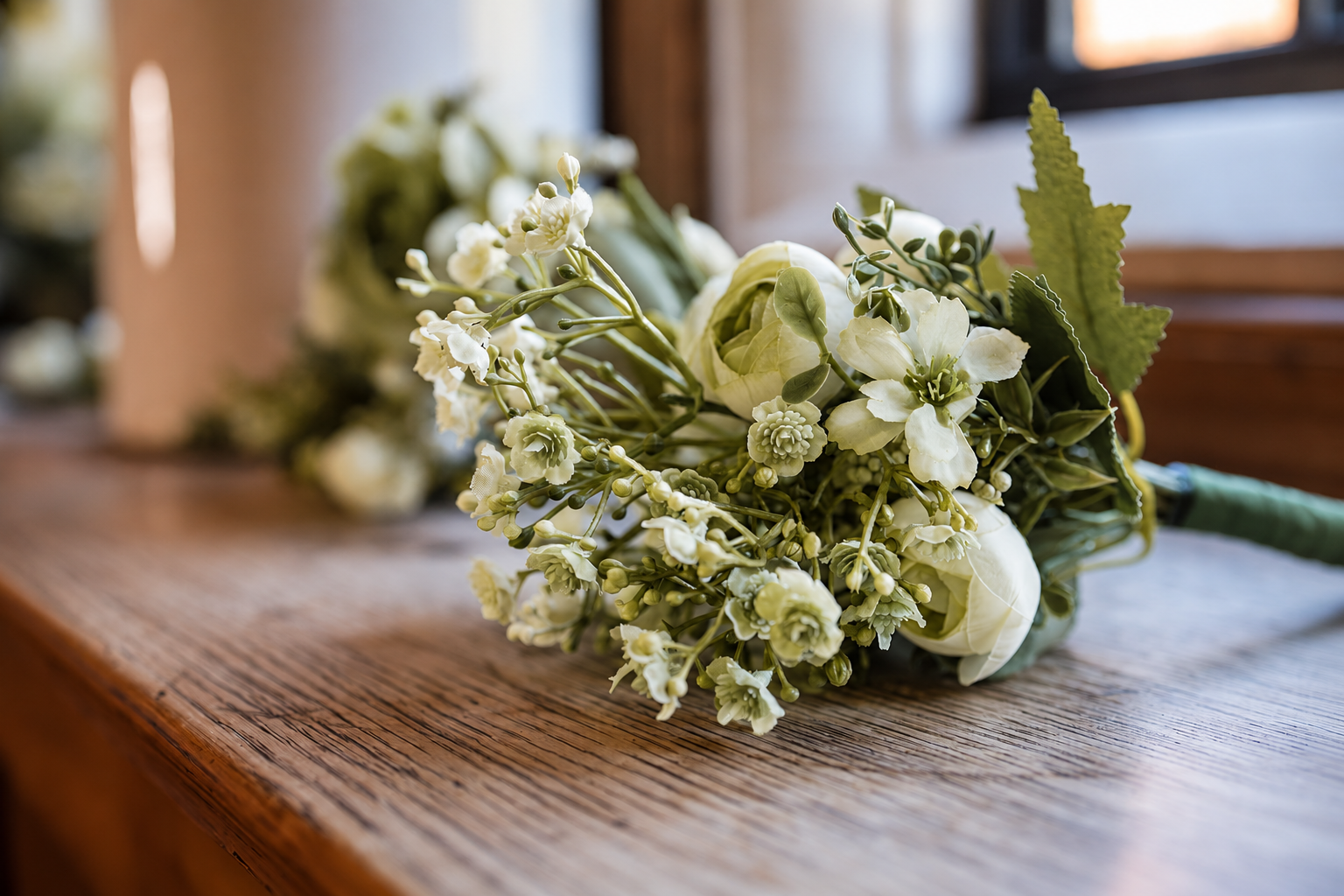 Sage green and ivory floral arrangement