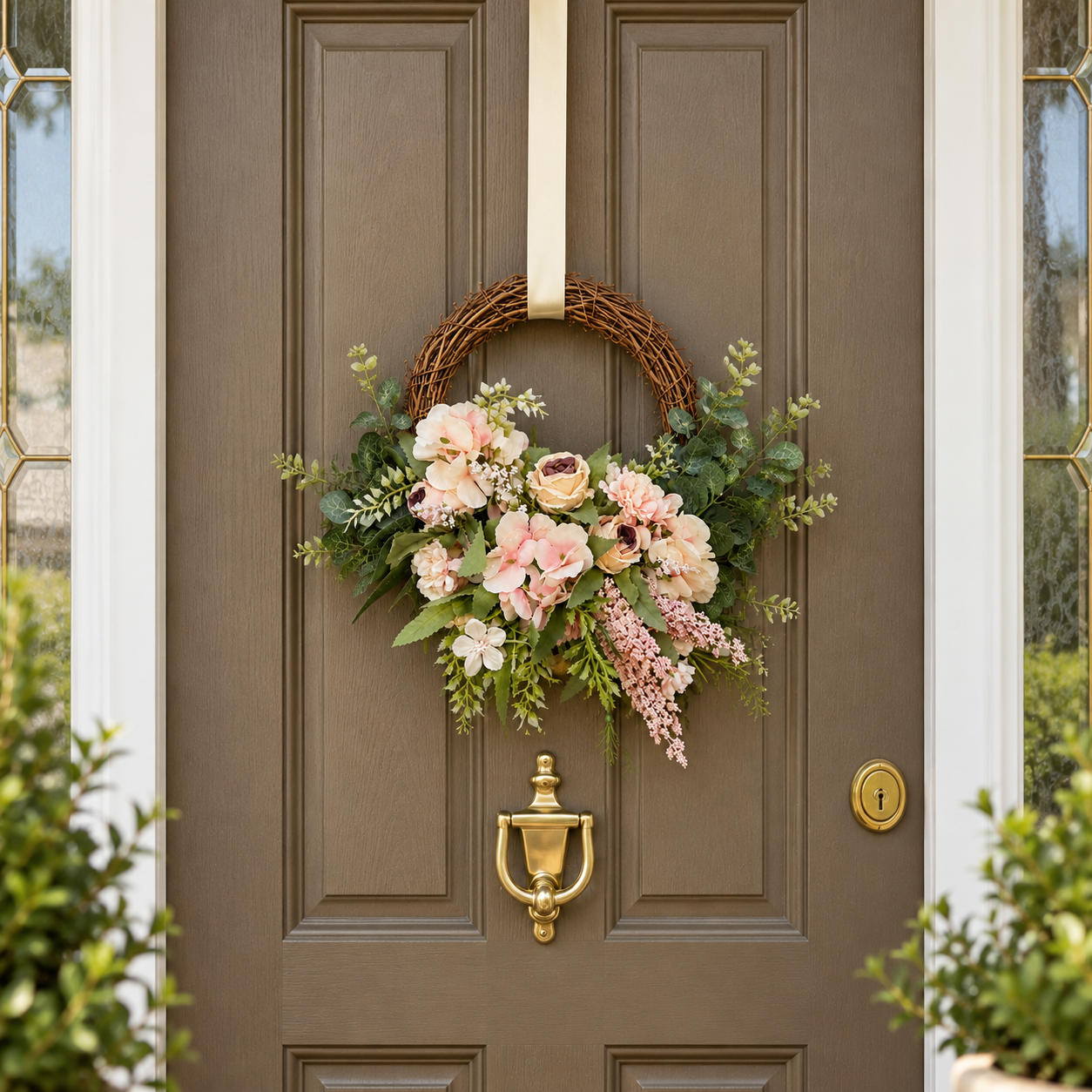 Blush Garden artificial floral wreath by Lumielle Bloom