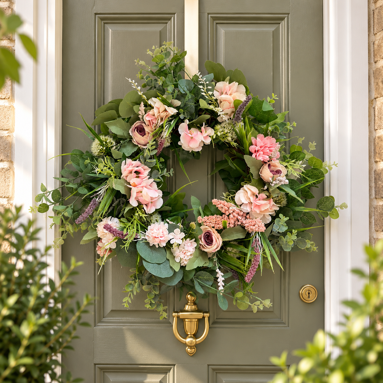 Blush Meadow artificial floral wreath by Lumielle Bloom