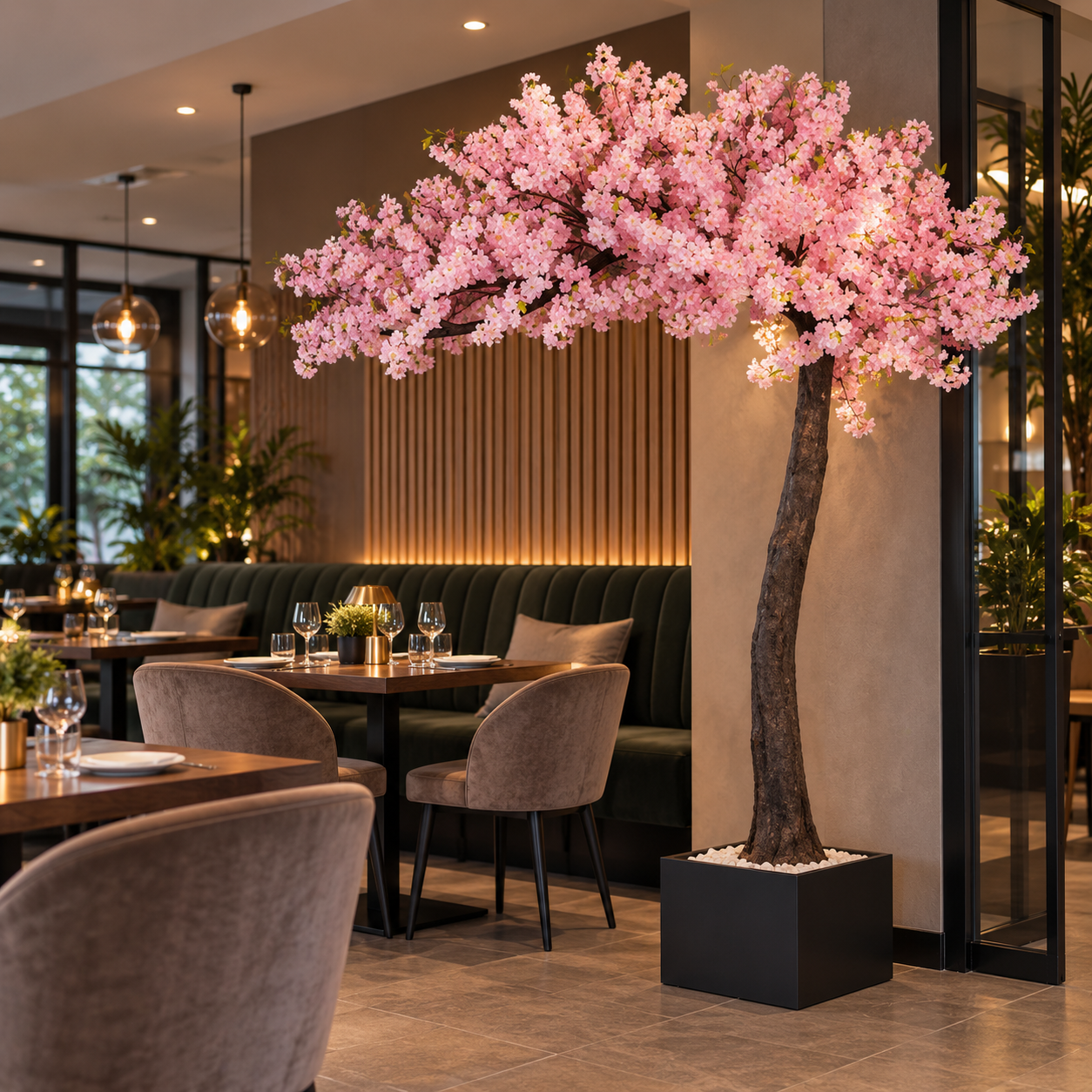 Artificial floral trees for commercial spaces