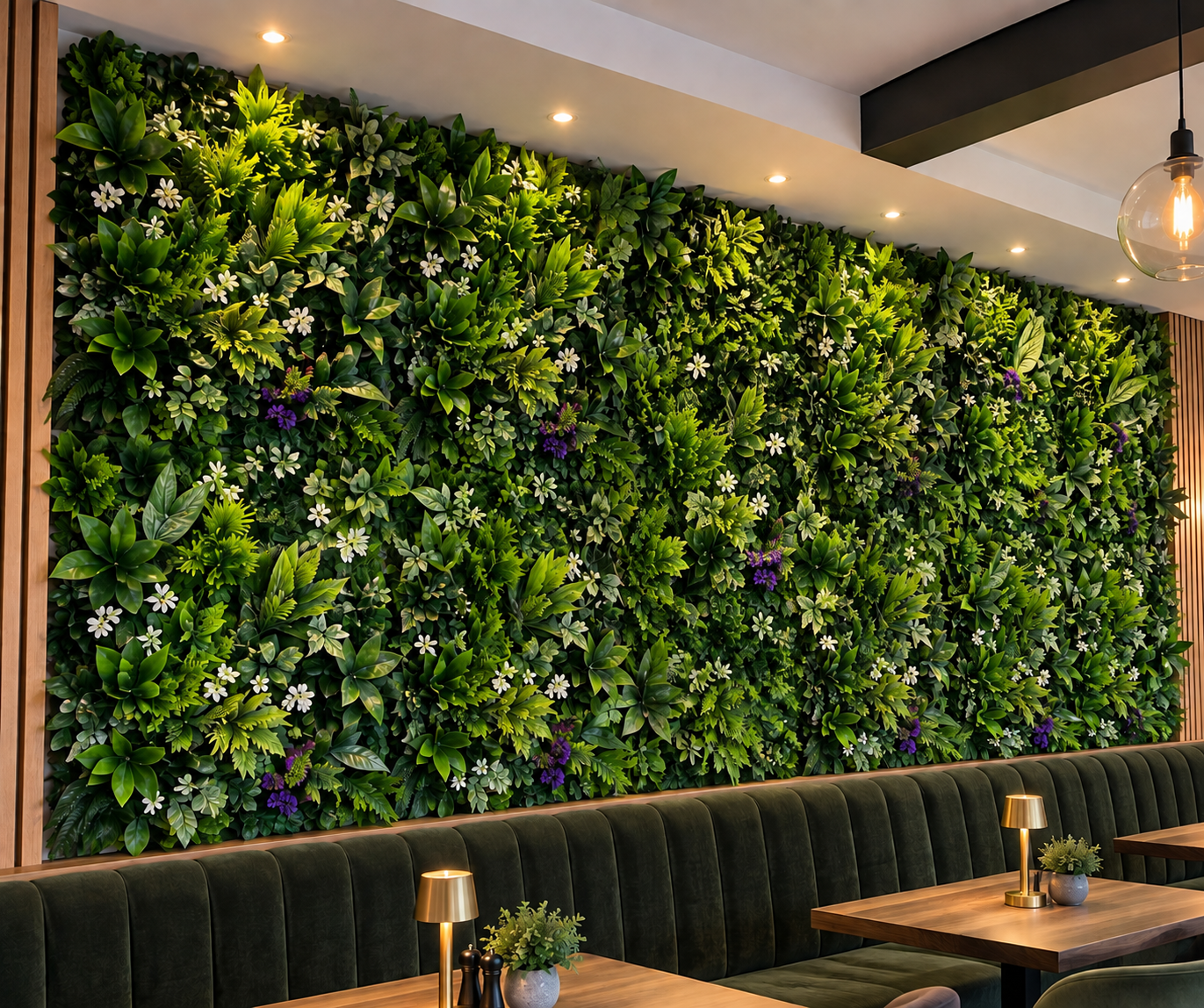 Artificial flower walls for commercial spaces