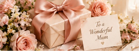 Mother's Day gift with blush roses and a satin bow